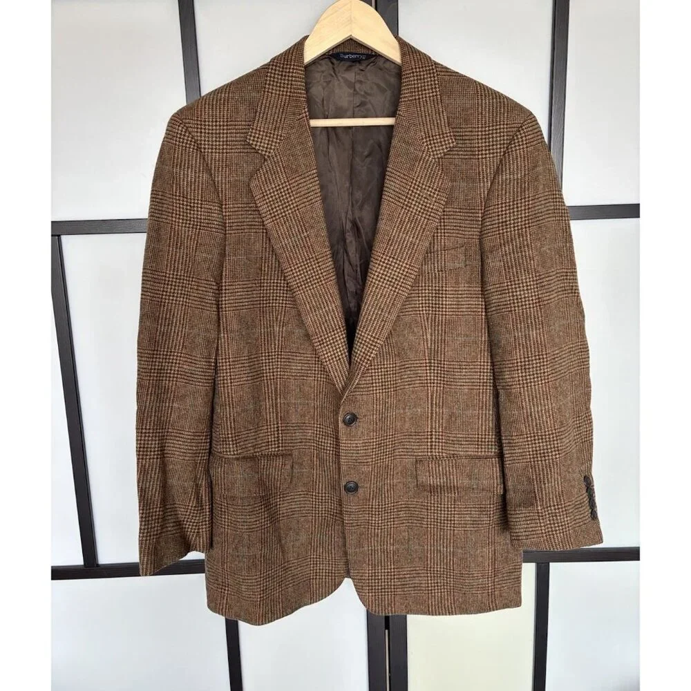 Burberrys Plaid Blazer‎ Camel Hair Dark Academia Old Money Equestrian
